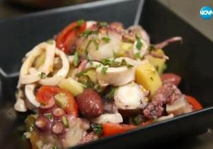 Картофена салата с октопод и калмари