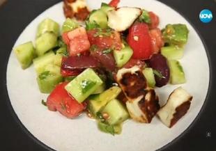 Кипърска салата с халуми, домати и краставици