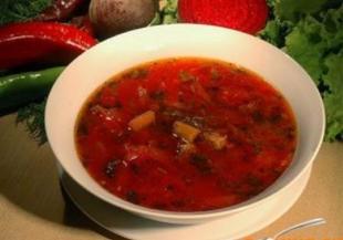 Борш - много зеленчуци на супа