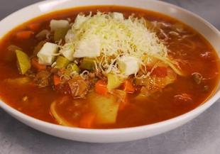Супа Лазаня с кайма и зеленчуци