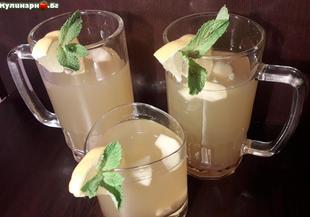 Зелен студен чай с джинджифил, ябълка и лимон