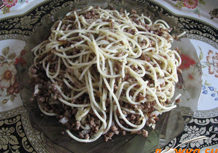 Спагети с кайма на тиган