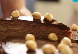 Палачинкова торта с лешници и шоколад