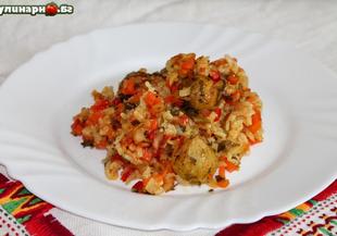 Ароматен ориз със зеленчуци и брюкселско зеле