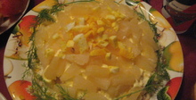 Руски ордьовър с колбас, гъби и ананас