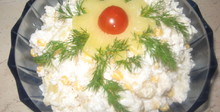 Салата с пилешко, ориз и ананас