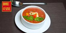 Супа с домати, краставици и моцарела