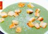 Зелена крем супа с картофи, спанак и крутони