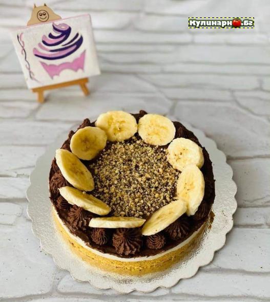 Торта за вегани от сладки мечти с банани и плодове